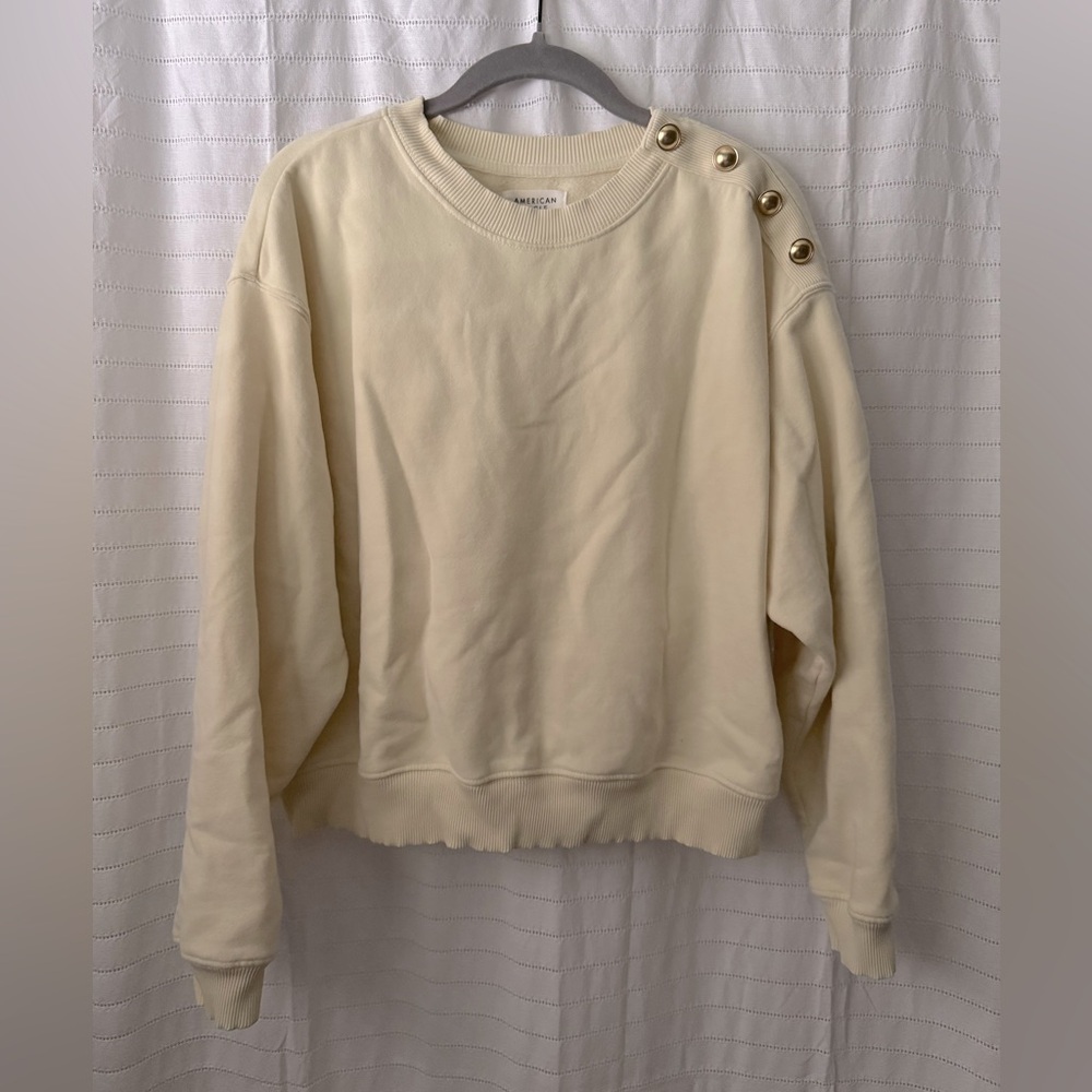 American Eagle Button Shoulder Crew Neck Sweatshi… - image 5